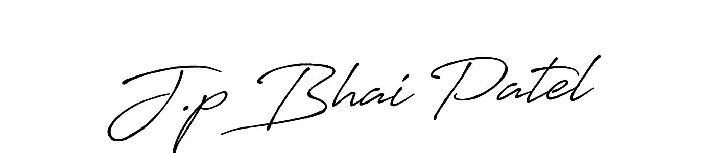 How to make J.p Bhai Patel name signature. Use Antro_Vectra_Bolder style for creating short signs online. This is the latest handwritten sign. J.p Bhai Patel signature style 7 images and pictures png