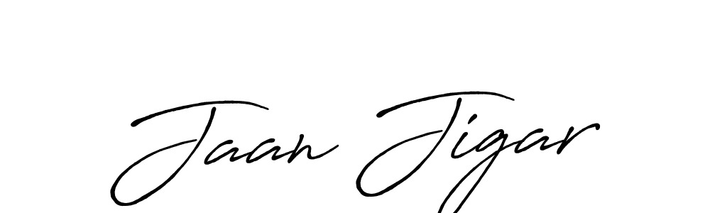 Also You can easily find your signature by using the search form. We will create Jaan Jigar name handwritten signature images for you free of cost using Antro_Vectra_Bolder sign style. Jaan Jigar signature style 7 images and pictures png