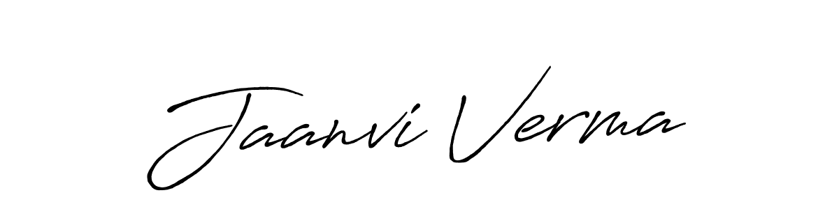 Make a beautiful signature design for name Jaanvi Verma. With this signature (Antro_Vectra_Bolder) style, you can create a handwritten signature for free. Jaanvi Verma signature style 7 images and pictures png