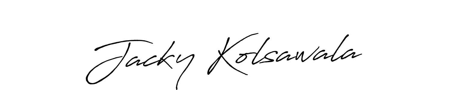 Design your own signature with our free online signature maker. With this signature software, you can create a handwritten (Antro_Vectra_Bolder) signature for name Jacky Kolsawala. Jacky Kolsawala signature style 7 images and pictures png