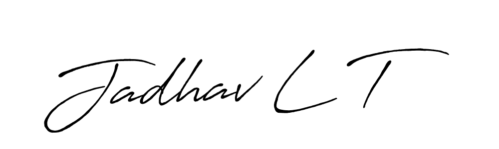 How to make Jadhav L T name signature. Use Antro_Vectra_Bolder style for creating short signs online. This is the latest handwritten sign. Jadhav L T signature style 7 images and pictures png
