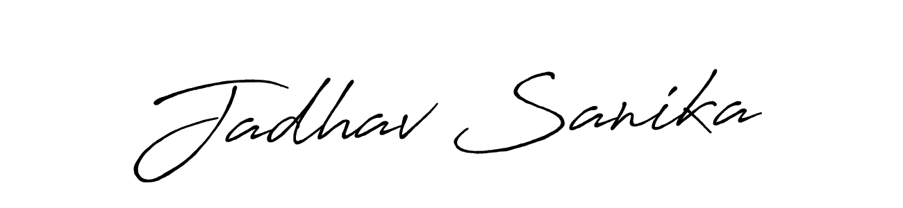 Similarly Antro_Vectra_Bolder is the best handwritten signature design. Signature creator online .You can use it as an online autograph creator for name Jadhav Sanika. Jadhav Sanika signature style 7 images and pictures png