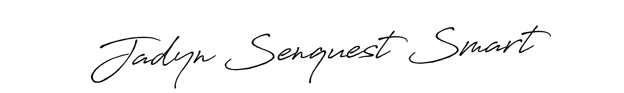 The best way (Antro_Vectra_Bolder) to make a short signature is to pick only two or three words in your name. The name Jadyn Senquest Smart include a total of six letters. For converting this name. Jadyn Senquest Smart signature style 7 images and pictures png