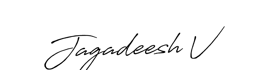 How to make Jagadeesh V name signature. Use Antro_Vectra_Bolder style for creating short signs online. This is the latest handwritten sign. Jagadeesh V signature style 7 images and pictures png