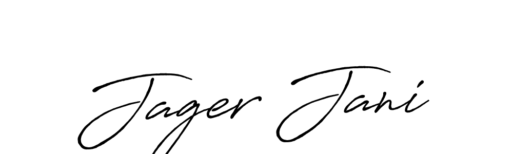 How to make Jager Jani name signature. Use Antro_Vectra_Bolder style for creating short signs online. This is the latest handwritten sign. Jager Jani signature style 7 images and pictures png