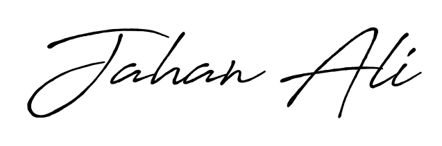 The best way (Antro_Vectra_Bolder) to make a short signature is to pick only two or three words in your name. For converting this name Jahan Ali. Jahan Ali signature style 7 images and pictures png