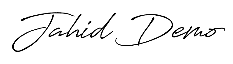 Explore multiple handwriting variations for Jahid Demo including this stunning Antro_Vectra_Bolder design. Free to use across all platforms. Jahid Demo signature style 7 images and pictures png