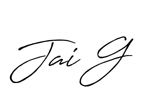 Jai G stylish signature style. Best Handwritten Sign (Antro_Vectra_Bolder) for my name. Handwritten Signature Collection Ideas for my name Jai G. Jai G signature style 7 images and pictures png