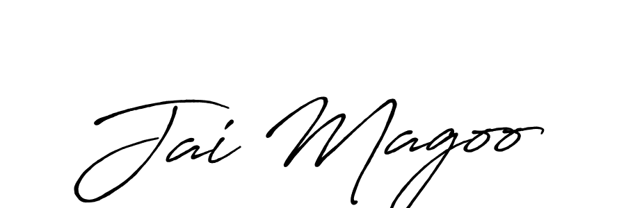 How to make Jai Magoo name signature. Use Antro_Vectra_Bolder style for creating short signs online. This is the latest handwritten sign. Jai Magoo signature style 7 images and pictures png