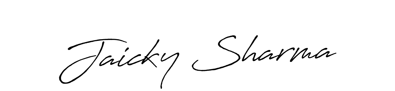 if you are searching for the best signature style for your name Jaicky Sharma. so please give up your signature search. here we have designed multiple signature styles  using Antro_Vectra_Bolder. Jaicky Sharma signature style 7 images and pictures png