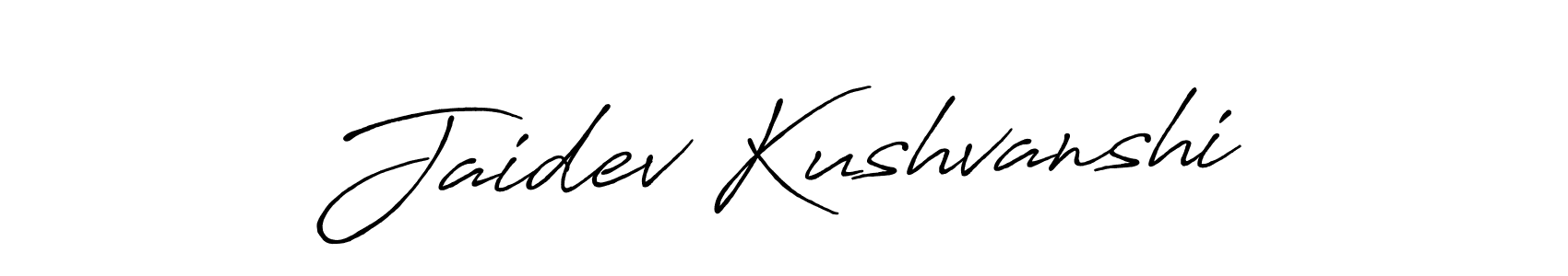 How to make Jaidev Kushvanshi name signature. Use Antro_Vectra_Bolder style for creating short signs online. This is the latest handwritten sign. Jaidev Kushvanshi signature style 7 images and pictures png