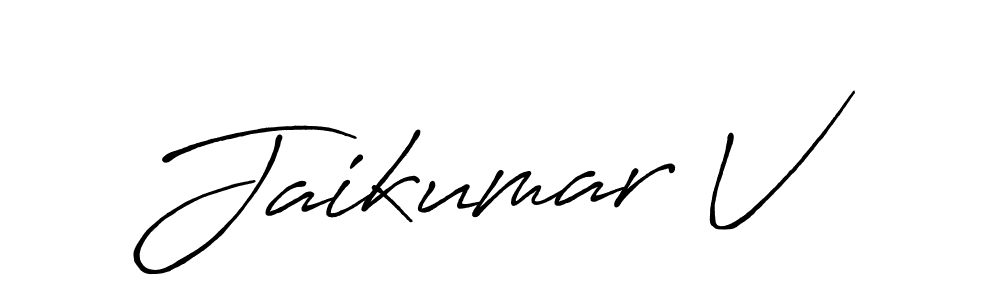 How to make Jaikumar V name signature. Use Antro_Vectra_Bolder style for creating short signs online. This is the latest handwritten sign. Jaikumar V signature style 7 images and pictures png