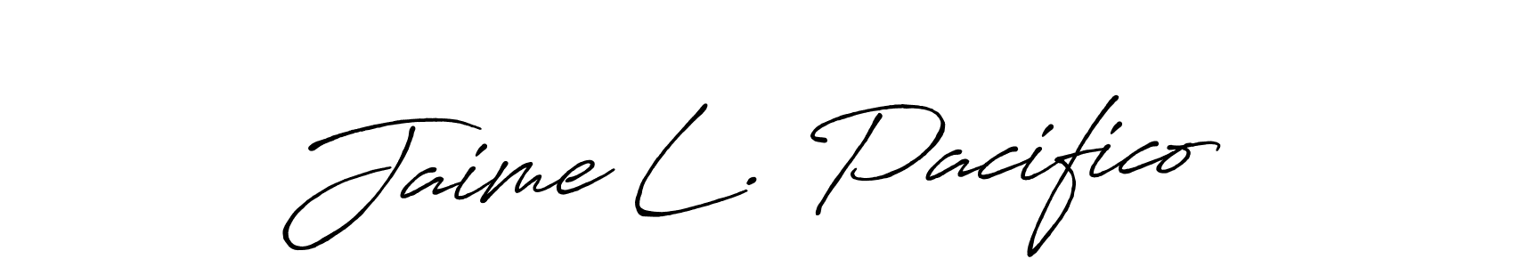 How to make Jaime L. Pacifico name signature. Use Antro_Vectra_Bolder style for creating short signs online. This is the latest handwritten sign. Jaime L. Pacifico signature style 7 images and pictures png