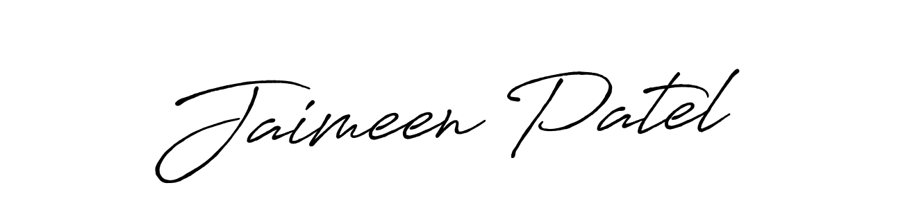 Create a beautiful signature design for name Jaimeen Patel. With this signature (Antro_Vectra_Bolder) fonts, you can make a handwritten signature for free. Jaimeen Patel signature style 7 images and pictures png