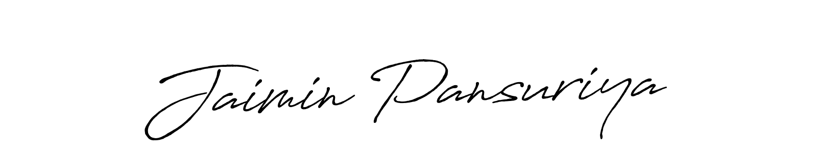 How to make Jaimin Pansuriya name signature. Use Antro_Vectra_Bolder style for creating short signs online. This is the latest handwritten sign. Jaimin Pansuriya signature style 7 images and pictures png