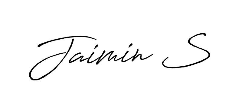 How to make Jaimin S name signature. Use Antro_Vectra_Bolder style for creating short signs online. This is the latest handwritten sign. Jaimin S signature style 7 images and pictures png