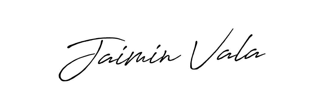 Make a beautiful signature design for name Jaimin Vala. With this signature (Antro_Vectra_Bolder) style, you can create a handwritten signature for free. Jaimin Vala signature style 7 images and pictures png