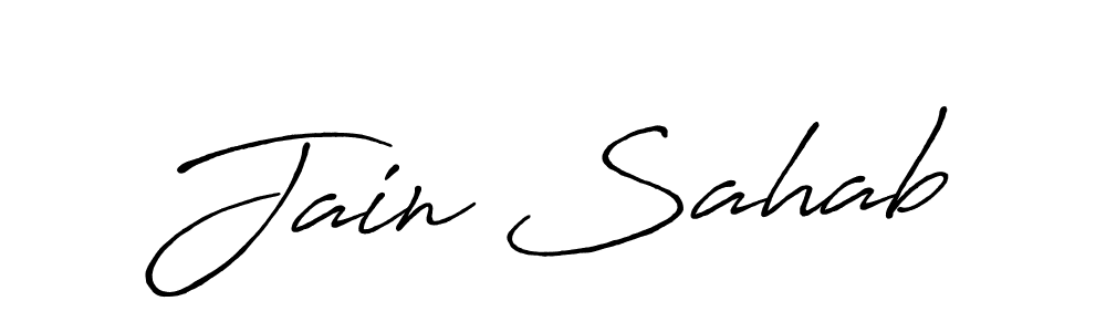 if you are searching for the best signature style for your name Jain Sahab. so please give up your signature search. here we have designed multiple signature styles  using Antro_Vectra_Bolder. Jain Sahab signature style 7 images and pictures png