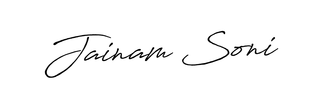 How to make Jainam Soni name signature. Use Antro_Vectra_Bolder style for creating short signs online. This is the latest handwritten sign. Jainam Soni signature style 7 images and pictures png