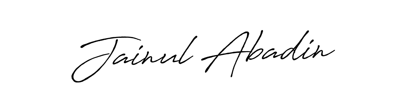 Use a signature maker to create a handwritten signature online. With this signature software, you can design (Antro_Vectra_Bolder) your own signature for name Jainul Abadin. Jainul Abadin signature style 7 images and pictures png