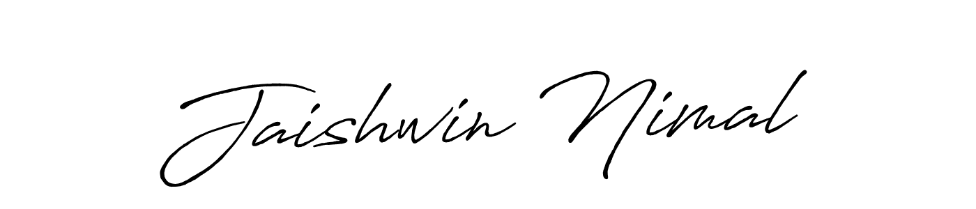The best way (Antro_Vectra_Bolder) to make a short signature is to pick only two or three words in your name. The name Jaishwin Nimal include a total of six letters. For converting this name. Jaishwin Nimal signature style 7 images and pictures png