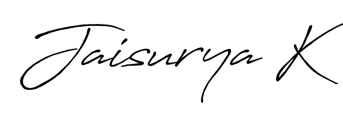 Create a beautiful signature design for name Jaisurya K. With this signature (Antro_Vectra_Bolder) fonts, you can make a handwritten signature for free. Jaisurya K signature style 7 images and pictures png