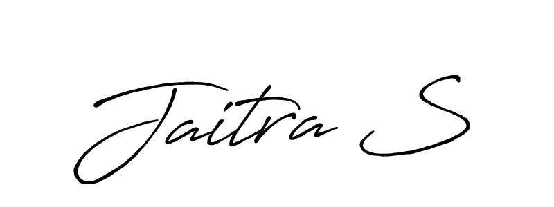 How to make Jaitra S name signature. Use Antro_Vectra_Bolder style for creating short signs online. This is the latest handwritten sign. Jaitra S signature style 7 images and pictures png