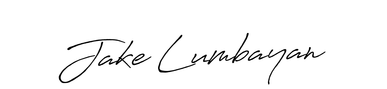 Make a beautiful signature design for name Jake Lumbayan. With this signature (Antro_Vectra_Bolder) style, you can create a handwritten signature for free. Jake Lumbayan signature style 7 images and pictures png