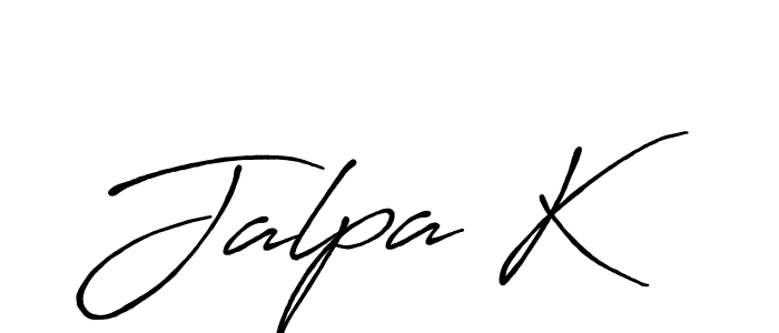 Use a signature maker to create a handwritten signature online. With this signature software, you can design (Antro_Vectra_Bolder) your own signature for name Jalpa K. Jalpa K signature style 7 images and pictures png