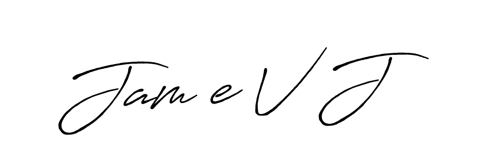 How to make Jamİe V J signature? Antro_Vectra_Bolder is a professional autograph style. Create handwritten signature for Jamİe V J name. Jamİe V J signature style 7 images and pictures png