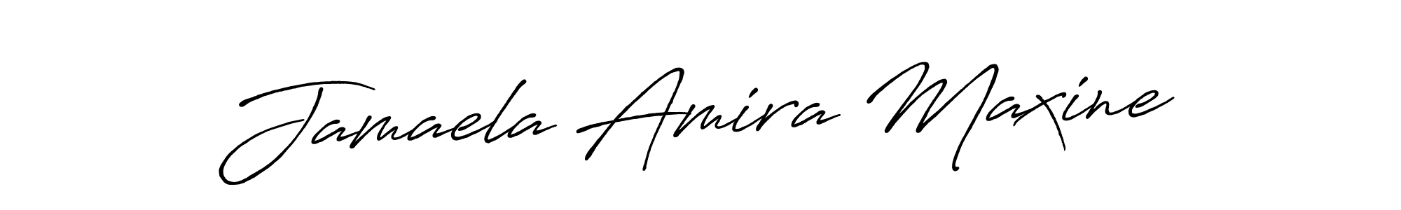 How to make Jamaela Amira Maxine name signature. Use Antro_Vectra_Bolder style for creating short signs online. This is the latest handwritten sign. Jamaela Amira Maxine signature style 7 images and pictures png