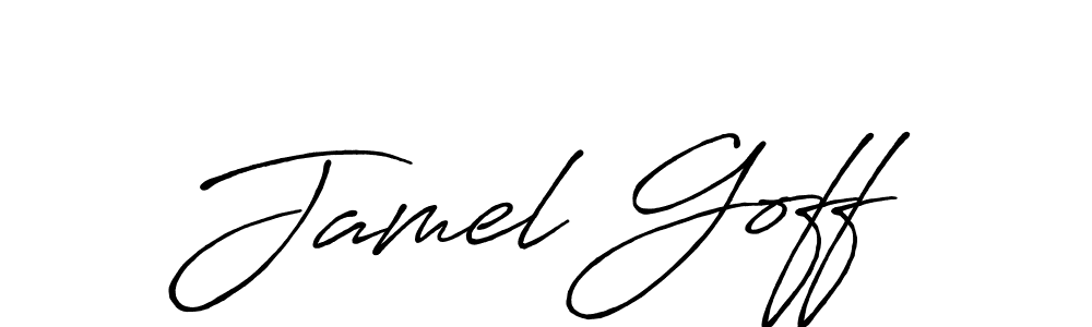 Use a signature maker to create a handwritten signature online. With this signature software, you can design (Antro_Vectra_Bolder) your own signature for name Jamel Goff. Jamel Goff signature style 7 images and pictures png