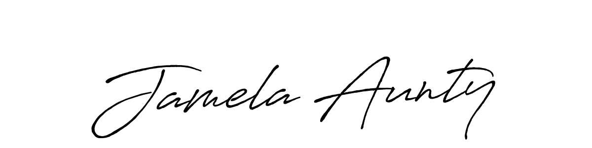 Jamela Aunty stylish signature style. Best Handwritten Sign (Antro_Vectra_Bolder) for my name. Handwritten Signature Collection Ideas for my name Jamela Aunty. Jamela Aunty signature style 7 images and pictures png