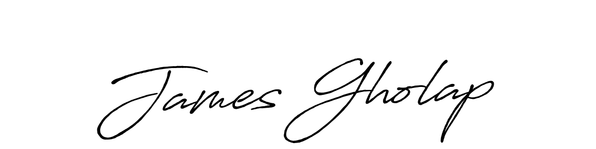Design your own signature with our free online signature maker. With this signature software, you can create a handwritten (Antro_Vectra_Bolder) signature for name James Gholap. James Gholap signature style 7 images and pictures png