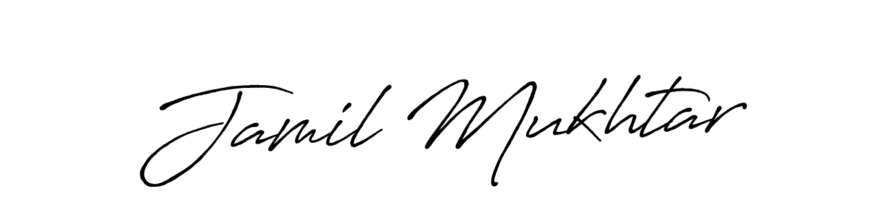 How to make Jamil Mukhtar name signature. Use Antro_Vectra_Bolder style for creating short signs online. This is the latest handwritten sign. Jamil Mukhtar signature style 7 images and pictures png