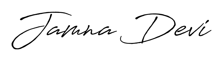 A modern signature idea for name Jamna Devi using Antro_Vectra_Bolder font. Clean strokes and elegant curves make it stand out instantly. Jamna Devi signature style 7 images and pictures png