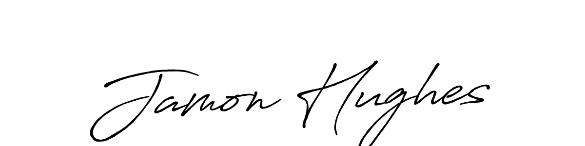 Similarly Antro_Vectra_Bolder is the best handwritten signature design. Signature creator online .You can use it as an online autograph creator for name Jamon Hughes. Jamon Hughes signature style 7 images and pictures png
