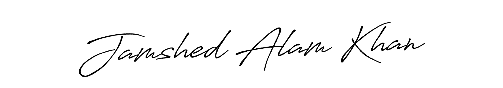 How to make Jamshed Alam Khan name signature. Use Antro_Vectra_Bolder style for creating short signs online. This is the latest handwritten sign. Jamshed Alam Khan signature style 7 images and pictures png
