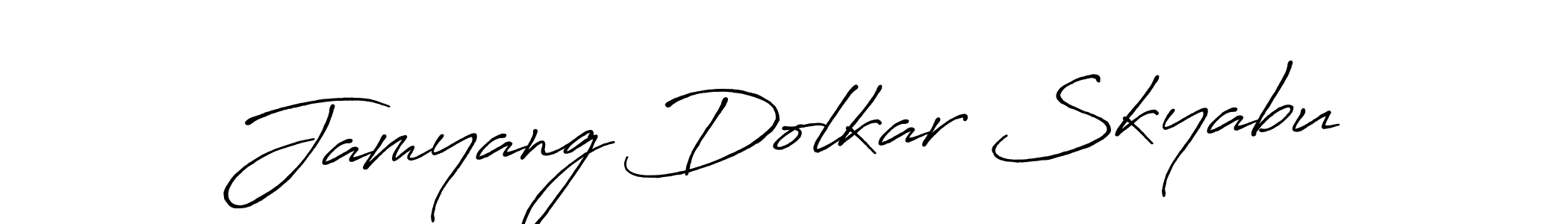 Antro_Vectra_Bolder is a professional signature style that is perfect for those who want to add a touch of class to their signature. It is also a great choice for those who want to make their signature more unique. Get Jamyang Dolkar Skyabu name to fancy signature for free. Jamyang Dolkar Skyabu signature style 7 images and pictures png