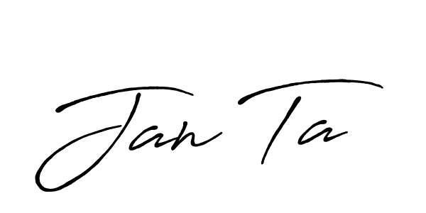 How to make Jan Ta name signature. Use Antro_Vectra_Bolder style for creating short signs online. This is the latest handwritten sign. Jan Ta signature style 7 images and pictures png