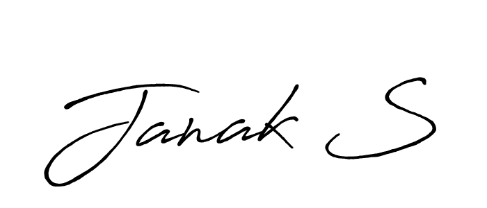 How to make Janak S name signature. Use Antro_Vectra_Bolder style for creating short signs online. This is the latest handwritten sign. Janak S signature style 7 images and pictures png