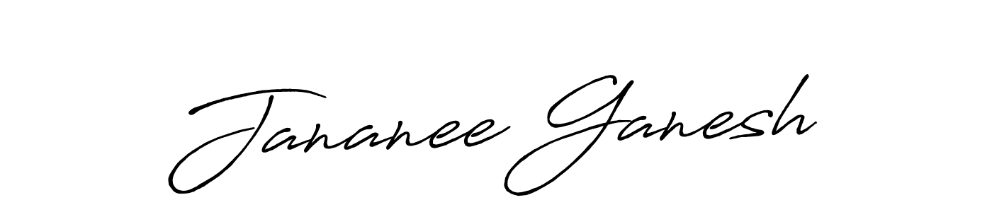 How to make Jananee Ganesh name signature. Use Antro_Vectra_Bolder style for creating short signs online. This is the latest handwritten sign. Jananee Ganesh signature style 7 images and pictures png