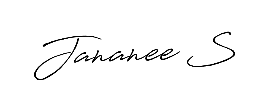 How to make Jananee S name signature. Use Antro_Vectra_Bolder style for creating short signs online. This is the latest handwritten sign. Jananee S signature style 7 images and pictures png