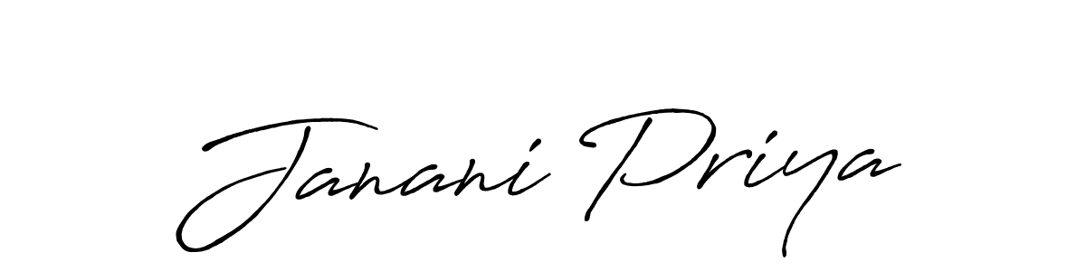 Use a signature maker to create a handwritten signature online. With this signature software, you can design (Antro_Vectra_Bolder) your own signature for name Janani Priya. Janani Priya signature style 7 images and pictures png