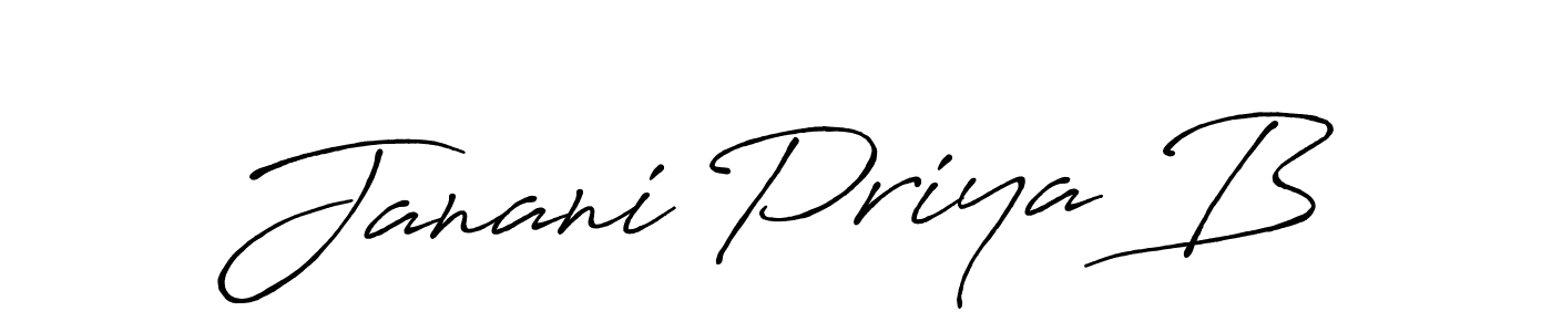 How to Draw Janani Priya B signature style? Antro_Vectra_Bolder is a latest design signature styles for name Janani Priya B. Janani Priya B signature style 7 images and pictures png