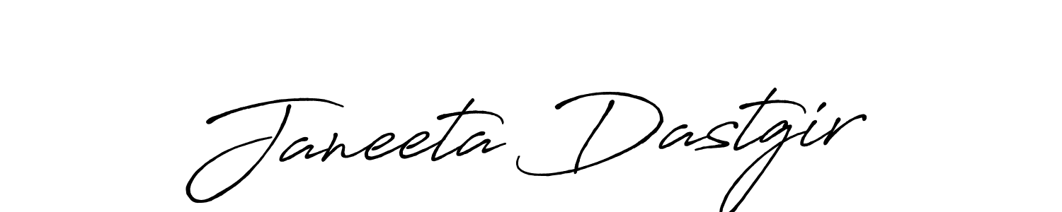 Make a beautiful signature design for name Janeeta Dastgir. With this signature (Antro_Vectra_Bolder) style, you can create a handwritten signature for free. Janeeta Dastgir signature style 7 images and pictures png