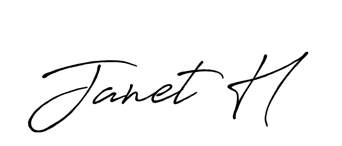 Make a beautiful signature design for name Janet H. With this signature (Antro_Vectra_Bolder) style, you can create a handwritten signature for free. Janet H signature style 7 images and pictures png