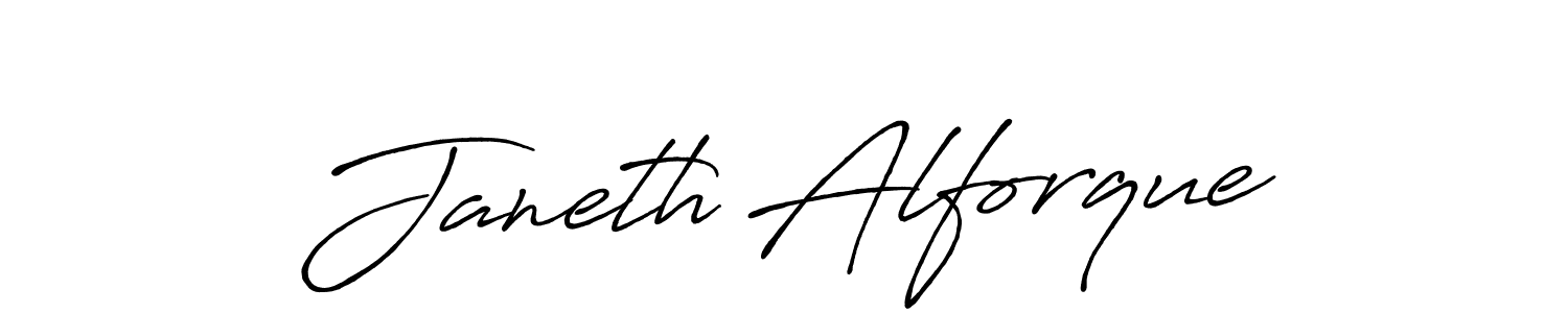 How to make Janeth Alforque name signature. Use Antro_Vectra_Bolder style for creating short signs online. This is the latest handwritten sign. Janeth Alforque signature style 7 images and pictures png