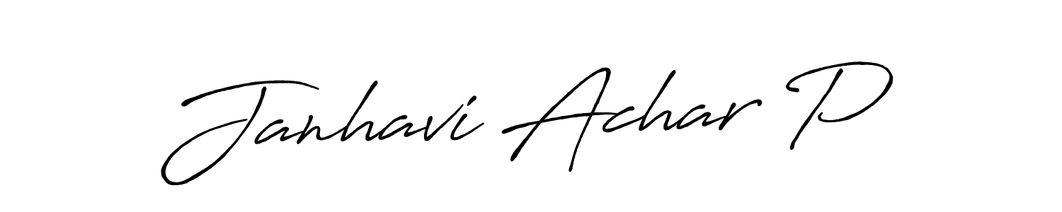 Antro_Vectra_Bolder is a professional signature style that is perfect for those who want to add a touch of class to their signature. It is also a great choice for those who want to make their signature more unique. Get Janhavi Achar P name to fancy signature for free. Janhavi Achar P signature style 7 images and pictures png