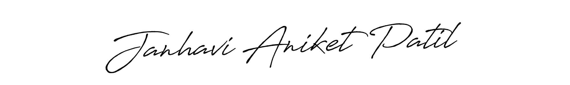 The best way (Antro_Vectra_Bolder) to make a short signature is to pick only two or three words in your name. The name Janhavi Aniket Patil include a total of six letters. For converting this name. Janhavi Aniket Patil signature style 7 images and pictures png